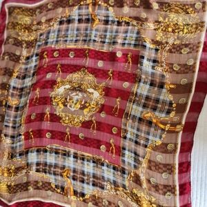 100% Silk Burgundy and Gold Scarve